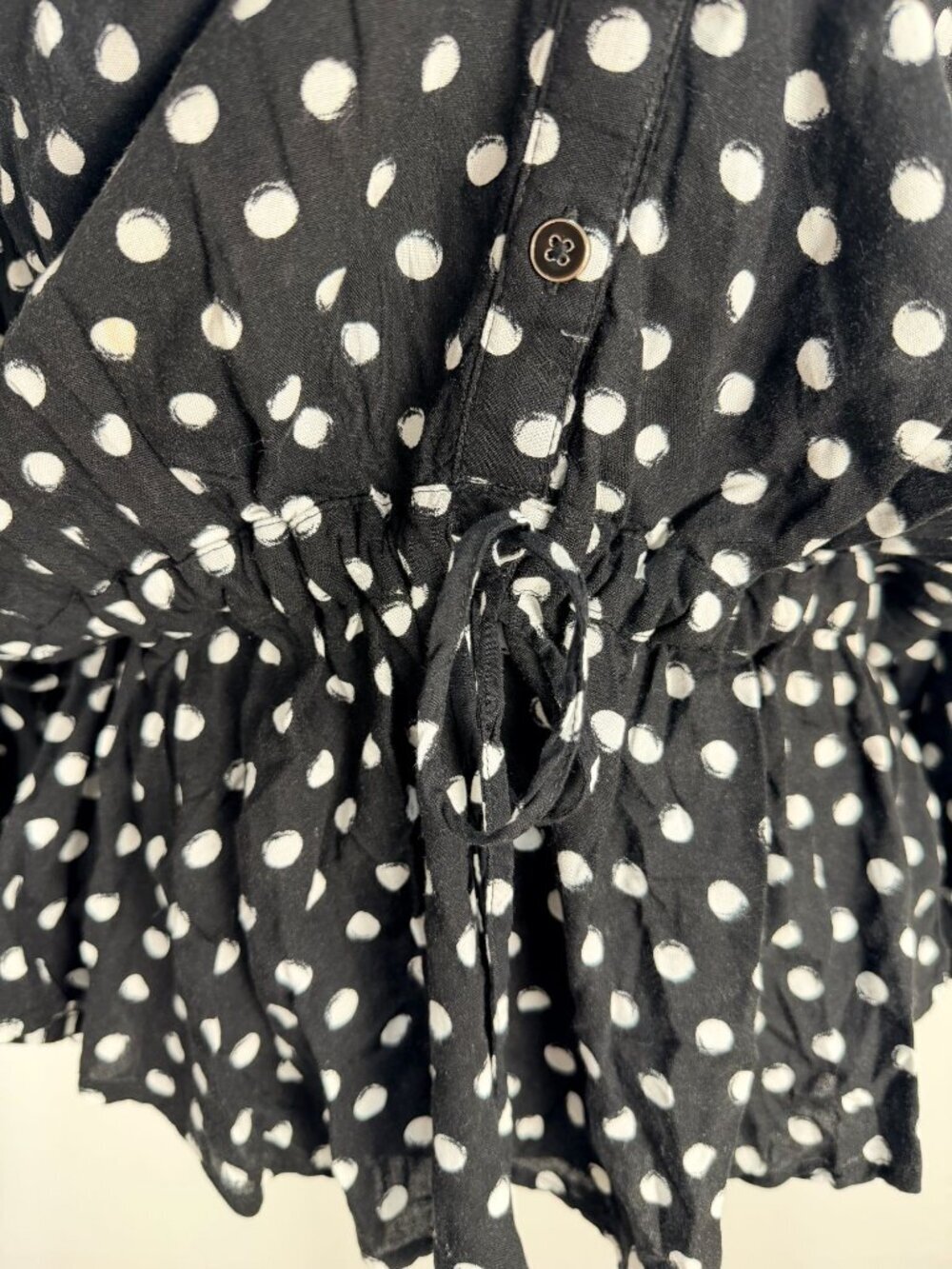 Croft & Barrow Womens XL Polka Dot Blouse Black White Peplum Tunic Top - Picture 5 of 14